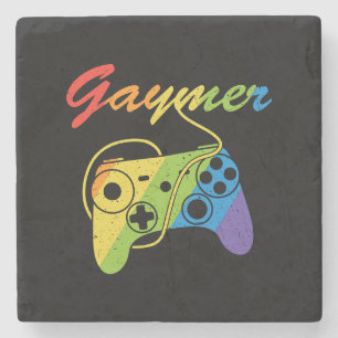 Gaymer Rainbow Video Game Controller Gaming Stone Coaster