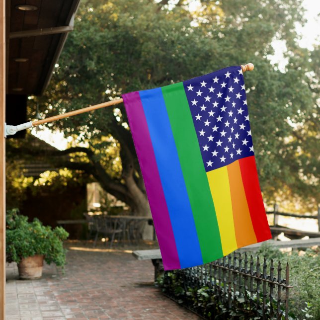 Gaymerican LGBTQ+ Pride House Flag (In SItu)