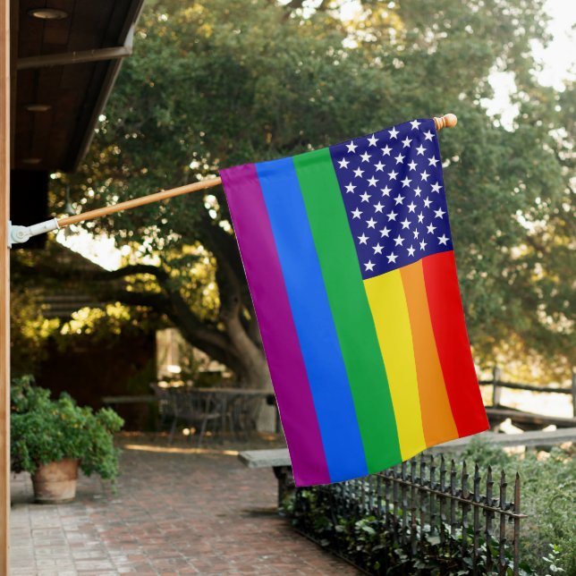 Gaymerican Pride House Flag (In SItu)