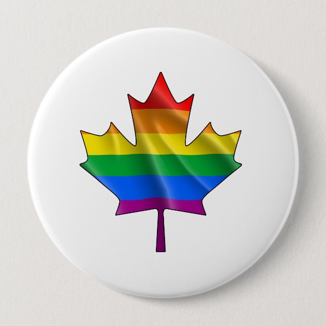 GAYNADIAN MAPLE LEAF PINBACK BUTTON (Front)
