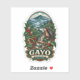 Gayo Mountain Coffee Vintage Indonesian Art Sticke Sticker