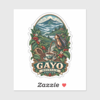 Gayo Mountain Coffee Vintage Indonesian Art Sticke Sticker