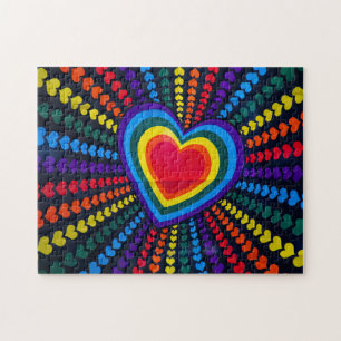 Gays Colors Heart Rainbow Pattern Different LGBTQ Jigsaw Puzzle