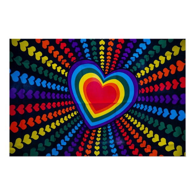 Gays Colors Heart Rainbow Pattern Homosexual Diffe Poster (Front)