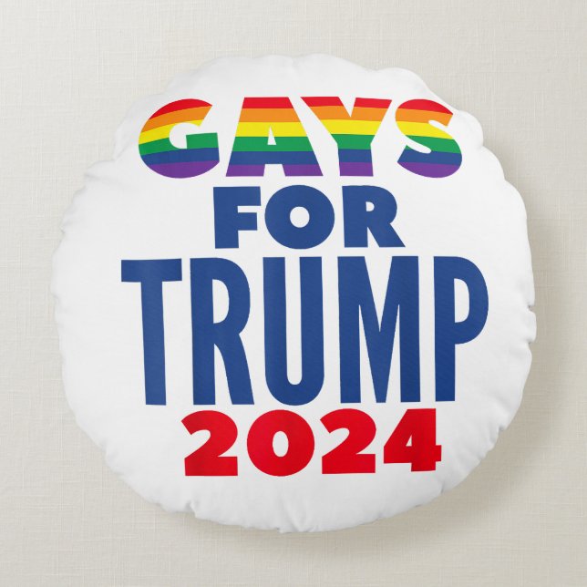 Gays For Trump 2024 Election Round Pillow (Front)
