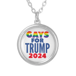Gays For Trump 2024 Election Silver Plated Necklace