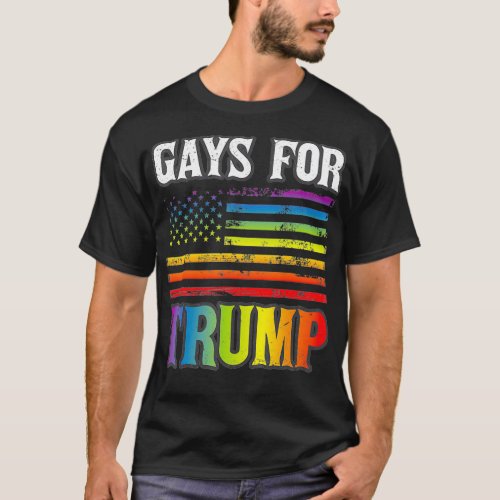 Gays For Trump LGBT Pride Gay Rainbow Flag Vote Re T_Shirt