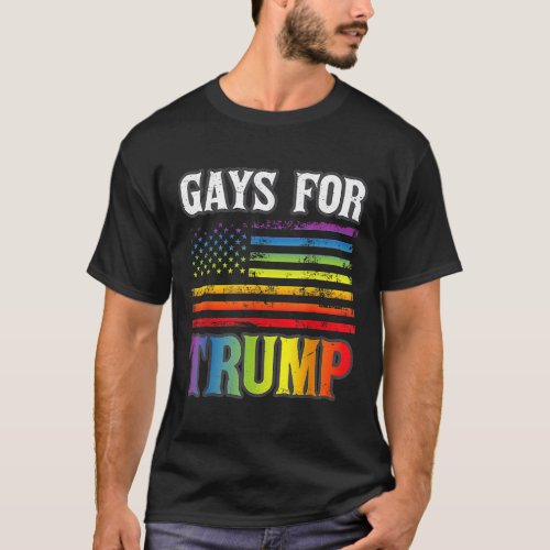 Gays For Trump LGBT Pride Gay Rainbow Flag Vote Re T_Shirt