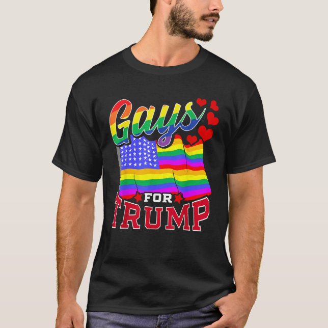 Gays For Trump LGBTQ Supporter Patriotic USA Ameri T-Shirt (Front)