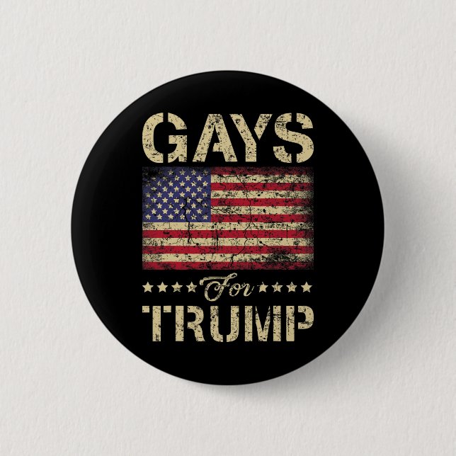 Gays For Trump Stars And Stripes American Flag  Button (Front)