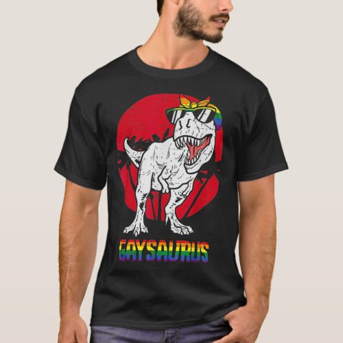 Gaysaurus Dinosaur Lesbian TRex LGBTQ Rainbow Gay  T_Shirt