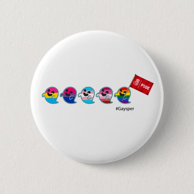 Gaysper the Gay Socialist Ghost Button (Front)