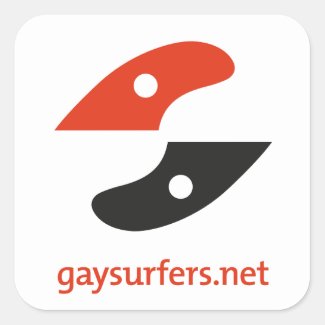 GaySurfers.net LOGO + URL Square Sticker