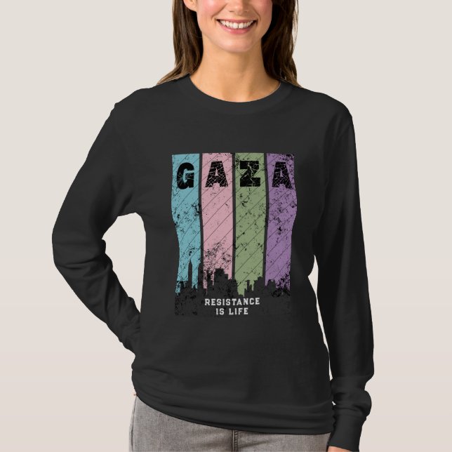 GAZA Long-Sleeve Protest T-Shirt | Solidarity (Front)