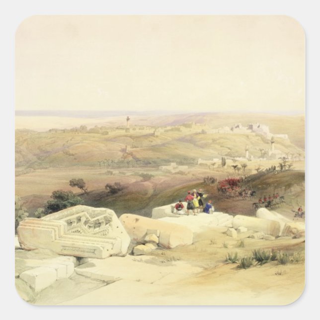 Gaza, plate from Volume II of 'The Holy Land' Square Sticker (Front)