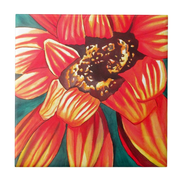 Gazania desert flower art by Sacha Grossel Ceramic Tile (Front)