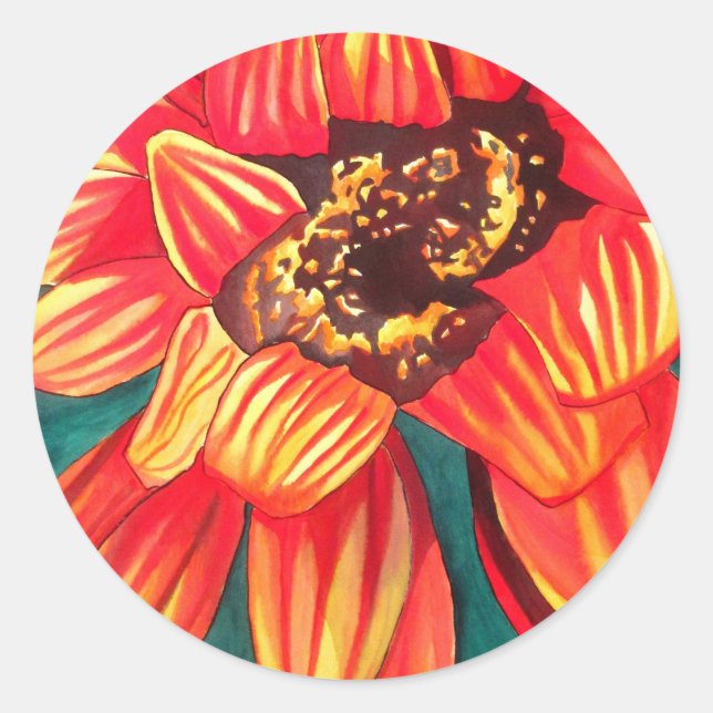 Gazania desert flower art by Sacha Grossel Classic Round Sticker (Front)