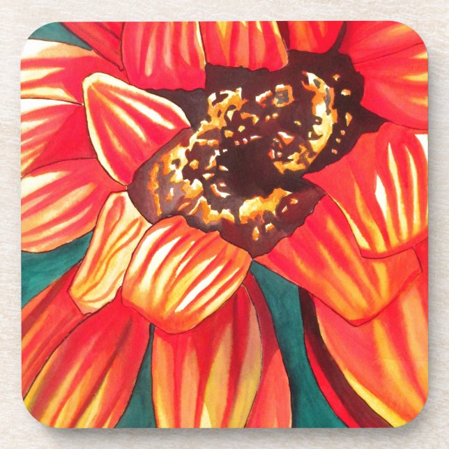 Gazania desert flower art by Sacha Grossel Drink Coaster (Front)