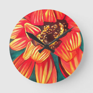 Gazania desert flower art by Sacha Grossel Round Clock
