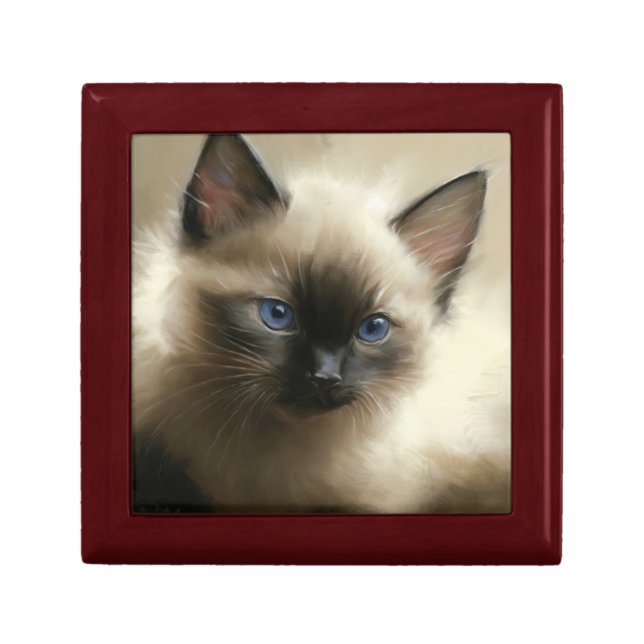 Gaze Of Innocence Siamese Kitten Portrait Gift Box (Front)