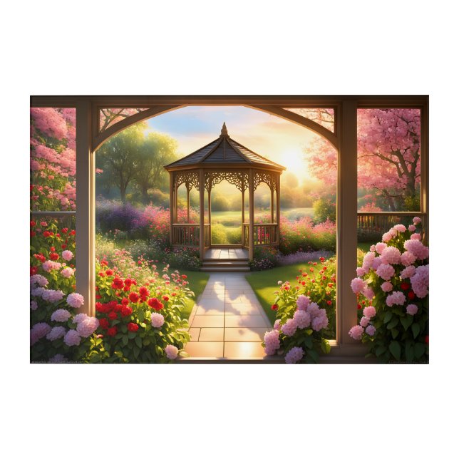 Gazebo in the Garden Acrylic Print (Front)