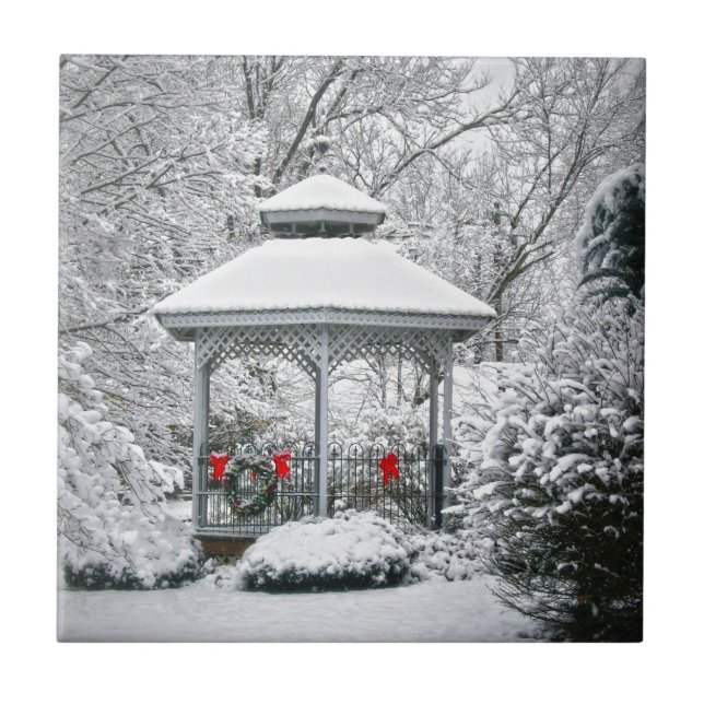 Gazebo in the Snow Ceramic Tile (Front)