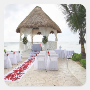 Gazebo On The Beach Wedding Square Sticker