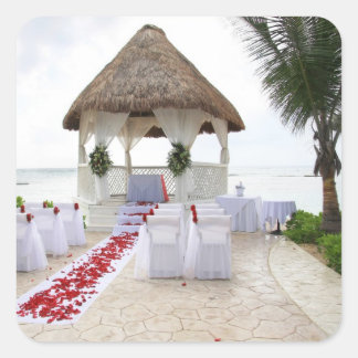 Gazebo On The Beach Wedding Square Sticker