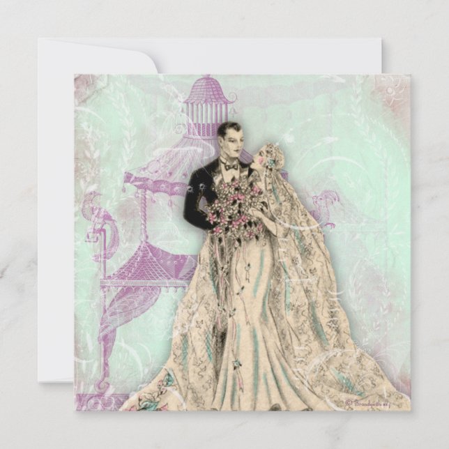 Gazebo Pagoda Vintage Wedding Announcement (Front)