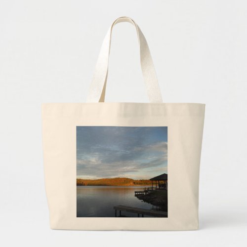 Gazebo sunset at Lake Arrowhead Large Tote Bag