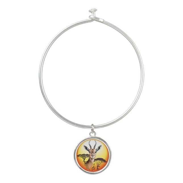 Gazelle African Antelope Wild  Animal Bangle Bracelet (Front)