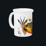 Gazelle African Antelope Wild  Animal Beverage Pitcher<br><div class="desc">Thomson's gazelles are a common and easily recognizable African antelope, known for their speed and agility, and are found primarily in East Africa. They are small to medium-sized, tan to reddish-brown in color, with a white belly and a prominent black stripe on their flanks. Original Gazelle Portrait Copyright BluedarkArt TheChameleonArt....</div>