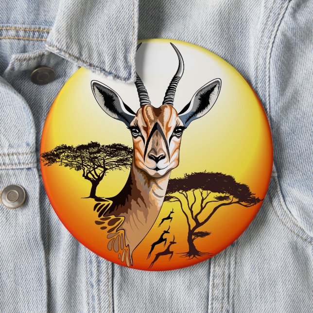Gazelle African Antelope Wild  Animal Button (In Situ)