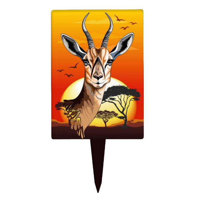 Gazelle African Antelope Wild  Animal Cake Topper (Front)