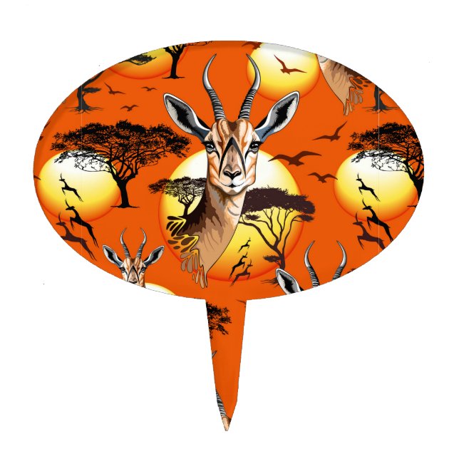 Gazelle African Antelope Wild  Animal Cake Topper (Front)