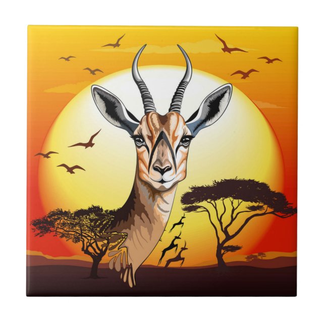 Gazelle African Antelope Wild  Animal Ceramic Tile (Front)