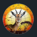 Gazelle African Antelope Wild  Animal Dart Board<br><div class="desc">Thomson's gazelles are a common and easily recognizable African antelope, known for their speed and agility, and are found primarily in East Africa. They are small to medium-sized, tan to reddish-brown in color, with a white belly and a prominent black stripe on their flanks. Original Gazelle Portrait Copyright BluedarkArt TheChameleonArt....</div>