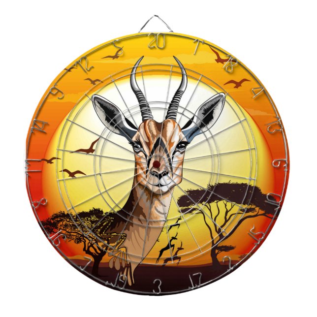 Gazelle African Antelope Wild  Animal Dart Board (Front)
