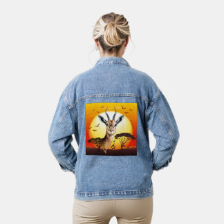 Gazelle African Antelope Wild  Animal Denim Jacket