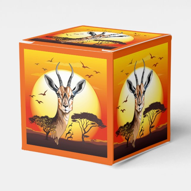 Gazelle African Antelope Wild  Animal Favor Boxes (Front Side)