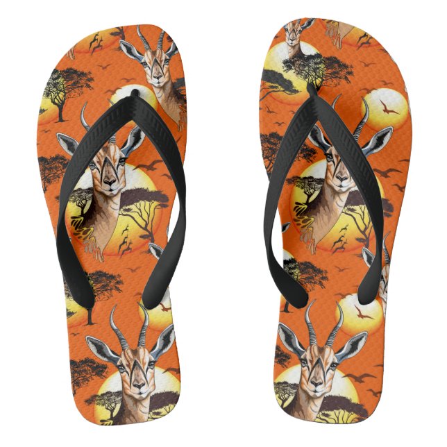 Gazelle African Antelope Wild  Animal Flip Flops (Footbed)