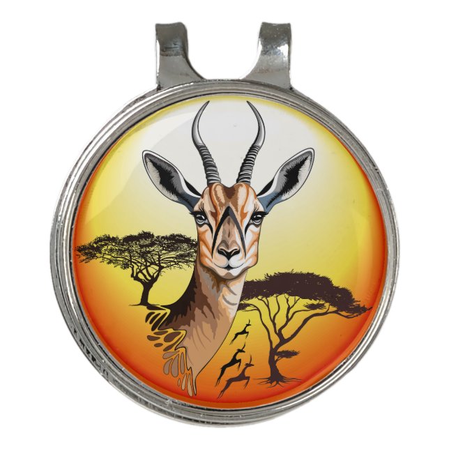 Gazelle African Antelope Wild  Animal Golf Hat Clip (Front)