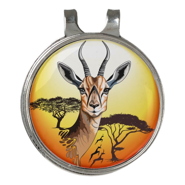 Gazelle African Antelope Wild  Animal Golf Hat Clip (Front)