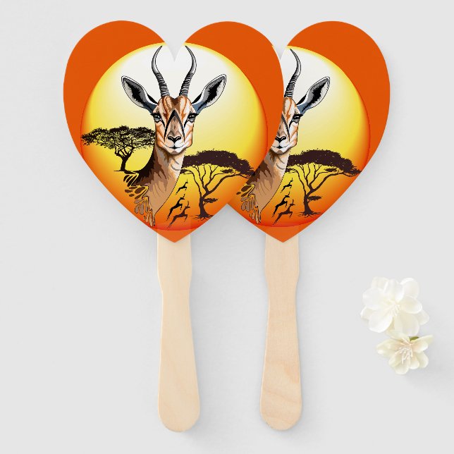 Gazelle African Antelope Wild  Animal Hand Fan (Front and Back)