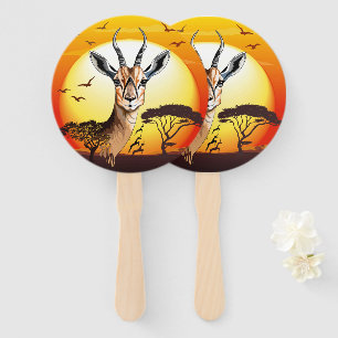Gazelle African Antelope Wild Animal Hand Fan