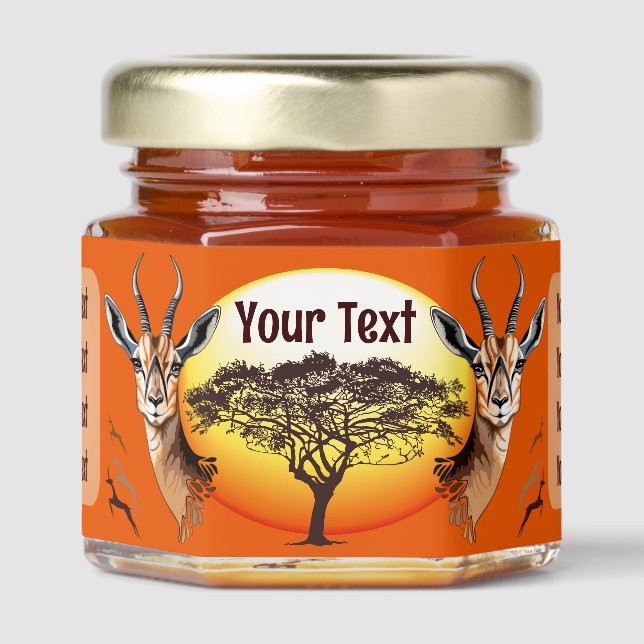 Gazelle African Antelope Wild  Animal Honey Jar Favors (Front)