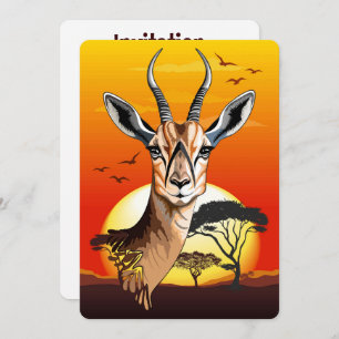 Gazelle African Antelope Wild Animal Invitation