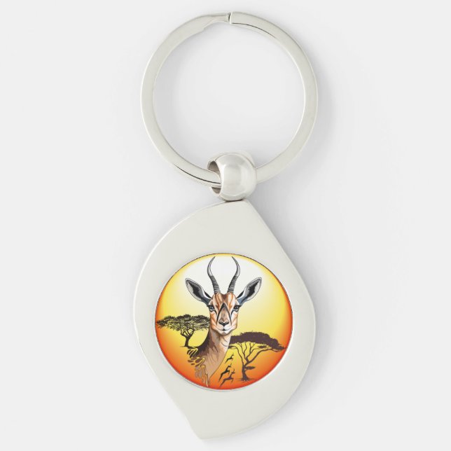 Gazelle African Antelope Wild  Animal Keychain (Front)
