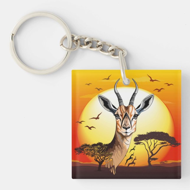 Gazelle African Antelope Wild  Animal Keychain (Front)
