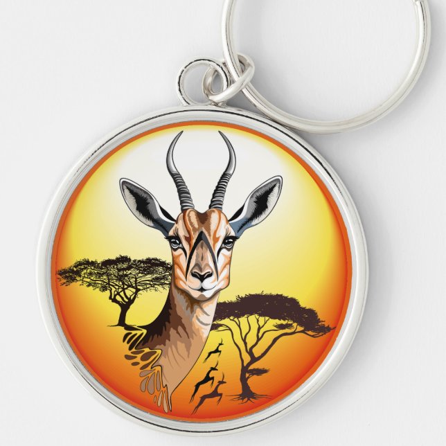 Gazelle African Antelope Wild  Animal Keychain (Front)